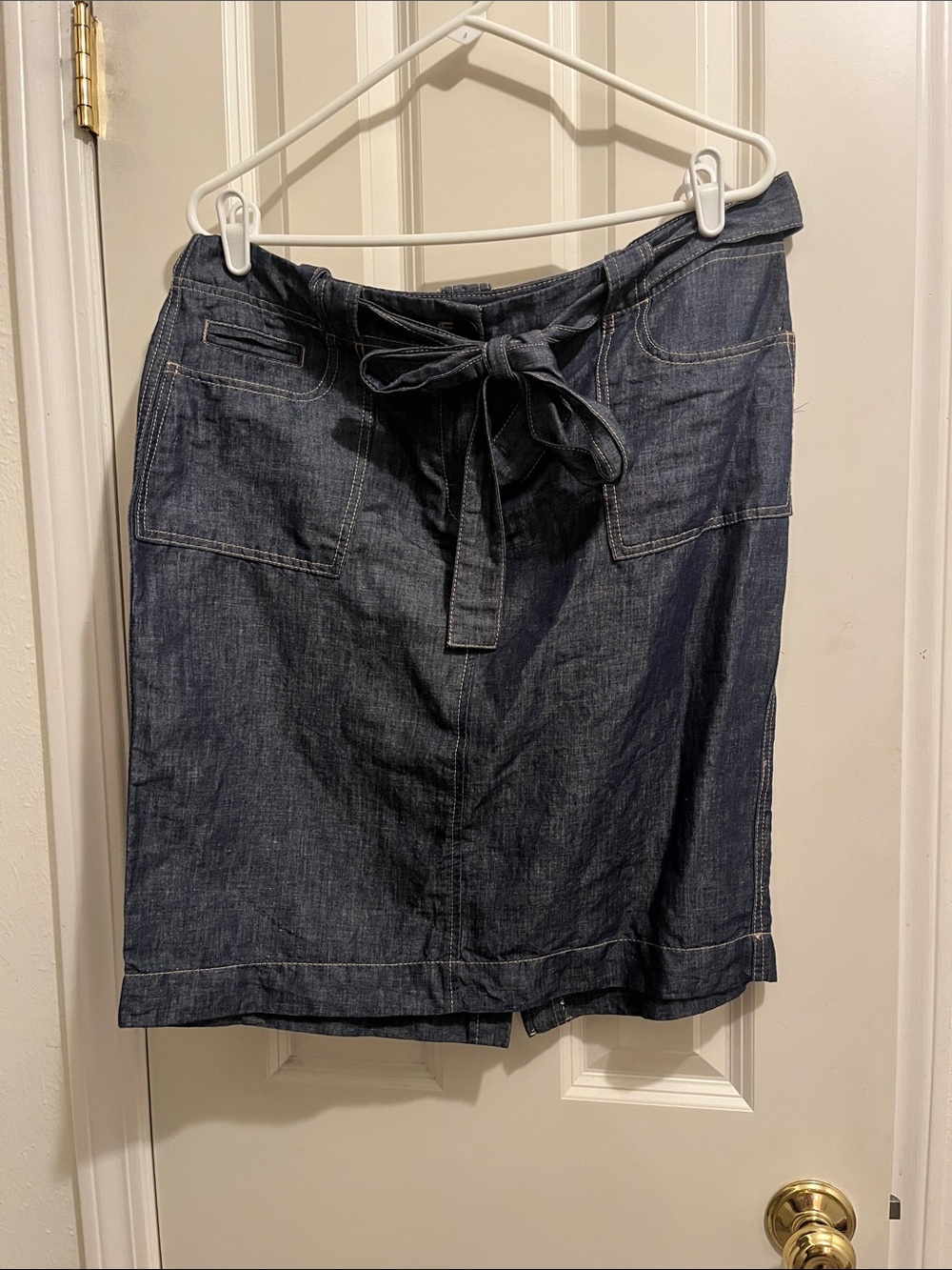 Talbots Dark Blue ChambrayTie-Waist Skirt